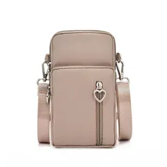 スマホバッグ　スマホショルダー　スマホポーチ　ミニバッグ　ショルダーポーチ　サイズ：M　ベージュ