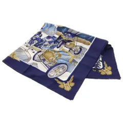 HERMES (エルメス) カレ90 automobile オートモービル スカーフ ネイビー×ホワイト シルク
