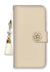 iPhone12 Pro Max ケース 手帳型 アイフォン12 プロマックス スマホケース パール デコ付き ストラップ付  くすみピンク ベージュ グレー 無地 可愛い 大人女子 かわいい おしゃれ カラー06