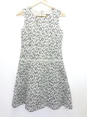 ◇ Θ DUAL VIEW レオパード ヒョウ柄 膝丈 ノースリーブ ワンピース サイズ40 シルバー系 マルチ レディース E  【1503040010521】