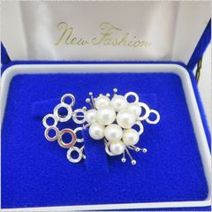 【美品】 シルバー  パール ブローチ 幾何学 10粒 真珠 フォーマル