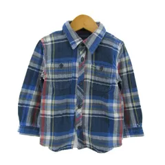 トミーヒルフィガー 長袖シャツ ネルシャツ コットン100% トップス キッズ 男の子用 92サイズ ネイビー TOMMY HILFIGER 【中古】