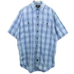 RRL ダブルアールエル 90s 黒タグ 初期タグ 赤三ツ星 チェック柄 半袖 シャツ M ブルー RALPH LAUREN メンズ 古着