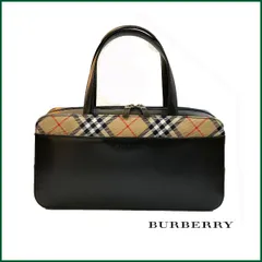 美品●バーバリー●ハンドバッグ ミニボストン ノバチェック レザー ブラック　バーバリーロンドン 中古