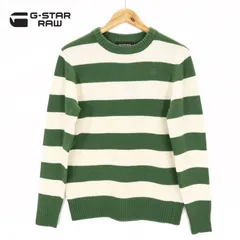 60％オフ 新品 正規品 ジースターロゥ G-Star RAW セーター XS S メンズ Sサイズ Mサイズ ニット グリーン×オフホワイト クルーネック ウール×ナイロン ボーダー柄 長袖 秋冬 D10771-A758-8887