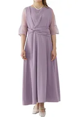 [MORE AUNI] 結婚式 ドレス お呼ばれ フォーマル ワンピース レディース フィッシュテール シフォンドレス 2次会 1.5次会 カジュアル お呼ばれワンピース 披露宴 発表会 可愛い 体型カバー 結婚式 [ラベンダー / 77000034] [M]