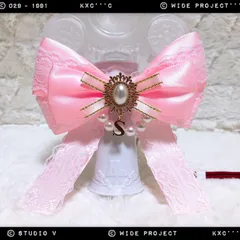 キンブレリボン ペンライトリボン 白レース×ピンク ★ハンドメイド
