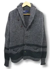 ☆【希少 】ポロラルフローレン ニットジャケット POLO RALPH LAUREN ショールカラー カーディガン グレー メンズ Lサイズ 秋冬春用■L27669AWS24-50-3（4）5/19
