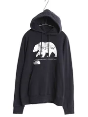 【お得なクーポン配布中!】 ノースフェイス プリント スウェット フード パーカー メンズ S / 裏起毛 プルオーバー トレーナー ベア イラスト グラフィック ネイビー