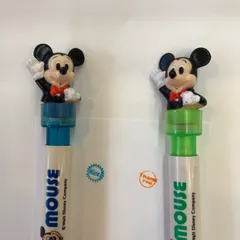 ミッキーマウス　シャープペン　スタンプ付き　青、緑各1本計2本