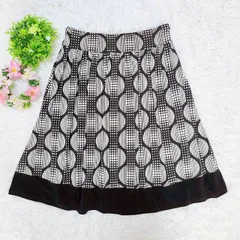 美品 【ミッシェルクラン】 膝丈スカート M 総柄 フレア 裏地付きエレガント