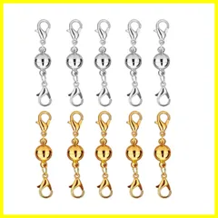 【人気商品】YFFSFDC ネックレス 留め具 マグネット留め具 簡単装着 磁気クラスプ エンドパーツ ジュエリー用 延長用金具 DIY用 クラフト作り アクセサリーパーツ 10個セット (球形)