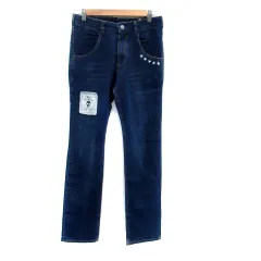 ラッドカスタム RAD CUSTOM デニムパンツ ジーンズ ストレート ロング丈 ウォッシュ加工 刺繍 Y-160 紺 ネイビー /HO20 男の子