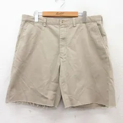 W36/古着 ラルフローレン ブランド ショート パンツ ショーツ メンズ 90s ワンポイントロゴ PRESTON コットン ベージュ カーキ 25aug05 中