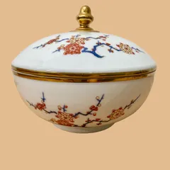 錦松梅 哲山 小鉢 蓋付き 小物入れ アンティーク 金彩 有田焼 陶器 昭和レトロ