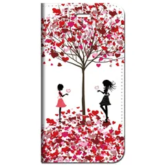 iPhone15 他 手帳型 ケース 赤のハートの木 ★ iPhone SE 8 13 12 他 iPhone各機種対応可能 スマホケース ★ 5u