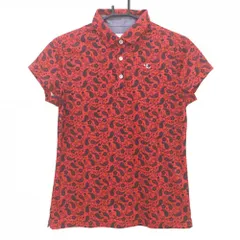 【超美品】キャロウェイ 半袖ポロシャツ レッド×ネイビー ペイズリー柄 ロゴ刺しゅう レディース L ゴルフウェア Callaway