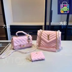 【今日WTO】YSL＆Chanel 3点セット, ルルーチェーンバッグ＆CFバッグ＆ウォレット, ピンク, 超お得なセット！ [本日WTO|新品未使用品]-WT0輸入-GAQ50