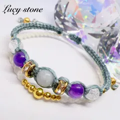 天然石 パワーストーン ブレスレット アンクレット マクラメ アクアマリン アメジスト 結婚運　恋愛運