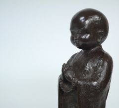 友沢　正彦「合掌地蔵　祈り」ブロンズ作品　彫刻家　元新構造社展会員　全国の寺社へ彫像を奉納　小竹美術　真作保証