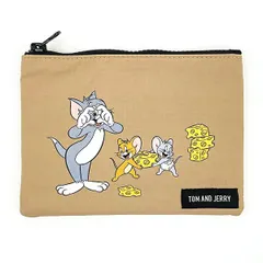 トムとジェリー CHEES DAY フラットポーチ (ベージュ)