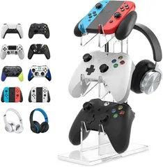 Tubbi 互換品 3層 コントローラースタンド ヘッドホンスタンド PS4 PS5 SWITCH XBOX PCに適しています、コイヤホンスタンド コントロールスタンド 透明台座(透明)