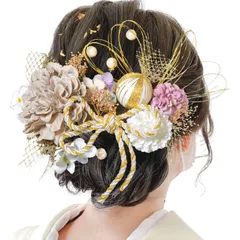 [JZOON] 10色展開 ドライフラワー 髪飾り ダリア 造花飾り 和玉 赤 ヘアアクセサリー 成人式 ゴールド 水引 ヘッドパーツ あじさい 振袖 着物 卒業式 七五三 浴衣 袴 結婚式 かすみ草 和装 造花 手作り 専用ケース付き