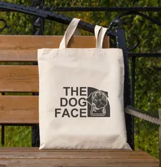 【 The Dog Face Canvas tote bag / ドッグフェイス キャンバストートバッグ 】 『 Pug / パグ 』-78  うちの子グッズ ペットグッズ 犬用品 わんちゃんグッズ ギフト