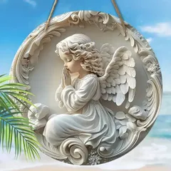 入荷！木製ラウンド天使⑩ 祈り インテリア