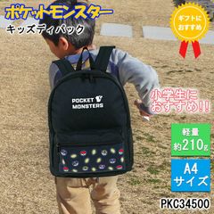 ポケットモンスター リュック キッズ ジュニア ディパック ポケモン バッグ バックパック 旅行 遠足 野外活動 自然学校 行楽 キャンプ おでかけ 通学 通園 幼稚園 小学生 軽量 かるい ネームタグ 背面メッシュ Wファスナー仕様 j39-3