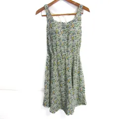 ユニクロ フレアブラワンピース ノースリーブ 未使用 ストレッチ トップス レディース Lサイズ ホワイト×グリーン×水色 UNIQLO