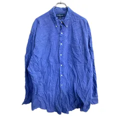 RALPH LAUREN 長袖シャツ XXLサイズ ラルフローレン ビッグサイズ ボタンダウン ブルー コットン 古着卸 アメリカ仕入 t2411-3725