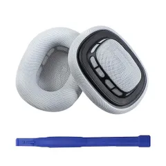 umvowuxa交換用AirPodsMaxイヤーパッド互換品-通気性メッシュ&ソフトメモリフォームクッション汗耐性快適(シルバーホワイト)