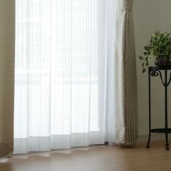 【防虫加工】モスケア　レースカーテン　ストライプ　巾100cm×丈108~228cm（各2枚組）　6サイズ展開