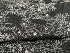 平和屋着物■上質な小紋　流水草花文　黒地　正絹　逸品　BAAS5107xa