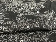 平和屋着物■上質な小紋　流水草花文　黒地　正絹　逸品　BAAS5107xa