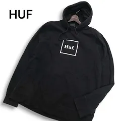 HUF ハフ 秋冬 ボックス ロゴ★ Huf Worldwide 裏起毛 スウェット プルオーバー パーカー フーディー Sz.XL　メンズ 黒
