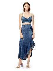 お洒落さん御用達！希少品！【美品】2022SS ロエベ LOEWE デニム セットアップ フリルスカート付 イタリア製 36/38 春夏 ラッフル　L048
