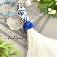 バッグチャーム(帯飾り) 藍の花