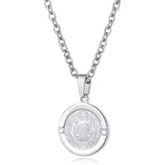 大特価　イエス 宗教 円型ペンダント チタン シルバー 厄除け レディースネックレス お守りネックレス メンズ シンプル アンティーク風 カップル 女性 ペア ネックレス 個別販売 Rockyu