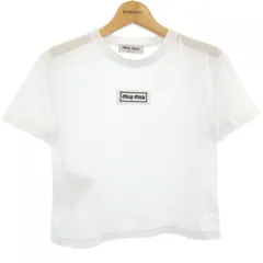 最終価格！miumiu♡ロゴパッチTシャツ　紙タグ全てあり　一度着用美品　グレー Miu Miu ロゴ Tシャツ | グレー | FARFETCH JP