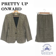 【訳アリ】 PRETTY UP ONWARD スーツ フォーマル セットアップ 上下 長袖 スカート ひざ丈 レディース チェック 絹 901-25 送料無料