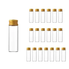 【新着商品】20個 保存 液体 セット 小物 密閉 蓋付き (15ml ミニボトル ガラス 透明 ゴールド) 小瓶 Charmoon