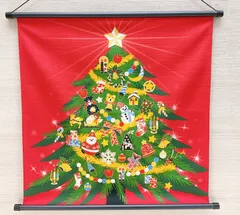四季彩布(しきさいふ)タペストリー【スタークリスマス】軸付きタペストリー クリスマス壁飾り クリスマスツリー壁飾り クリスマスオーナメント 新品未使用品 日本製
