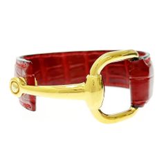 【中古】【箱付き】 GUCCI グッチ GP レザー ホースビット バングル レッド 414157 バングル