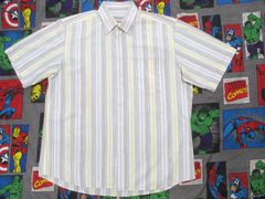 Emidio Tucci マルチストライプ柄 半袖ボタンダウンシャツ L-XL ヨーロッパ古着