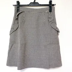 【リランドチュール Rirandture】フリルポケット台形ミニスカート 千鳥格子 フレアスカート チェック ベージュグレー S N0033