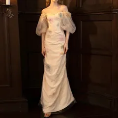 【新品 未使用】2026新作 ウェディングドレス ドレス オフショルダー ビスチェタイプ エレガント パーティードレス 花嫁ロングドレス ワンピース結婚式 前撮り 