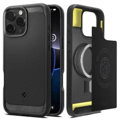 Spigen【創業18年の技術力】iPhone16ProケースMagSafe対応マグネット搭載マット耐衝撃米軍MIL規格ラギッド・アーマー・マグフィットACS08115(マット・ブラック)