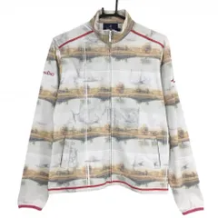 【美品】パラディーゾ ジャケットブルゾン 白×オレンジ 総柄 ロゴ刺しゅう レディース L ゴルフウェア Paradiso